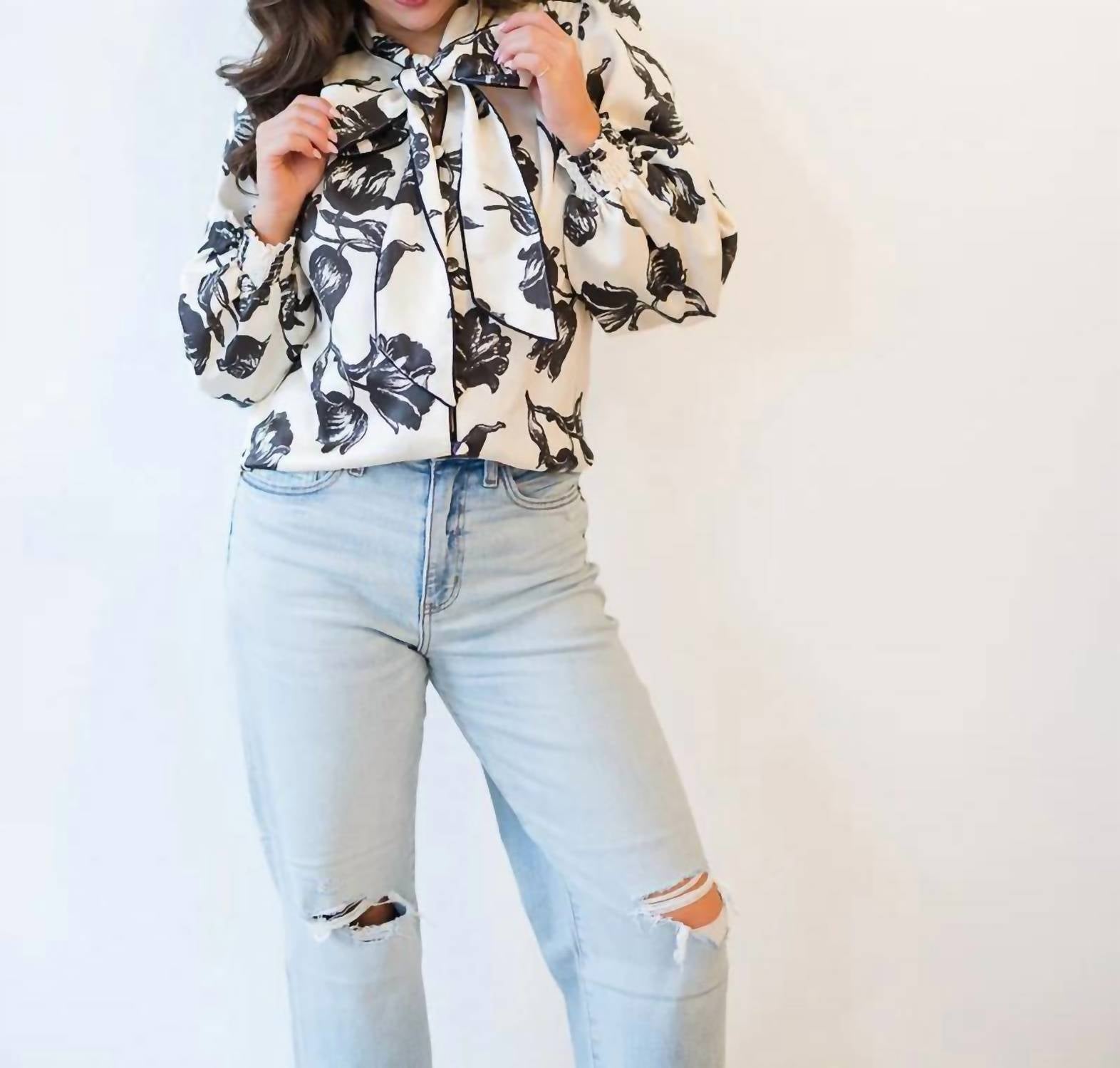 Elizabeth James The Label - Britt Bow Long Sleeve Blouse