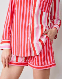 Printfresh Long Sleeve Top & Shorts Set in taffy stripe - women's intimate - view 4