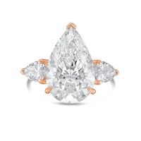 Diana M Jewels - Women's Diamond Pear Shape Three Stone Ring (10ct Center And 1.00 Cts On Sides)