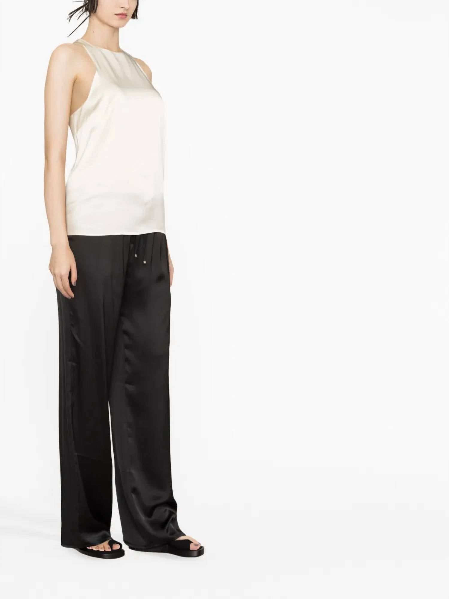 Loulou de Saison Estor Silk Twisted Back Tank Top in ivory - women's tank top - alternate view