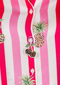 Vilagallo - Isa Striped & Leopard Print Button Down Shirt