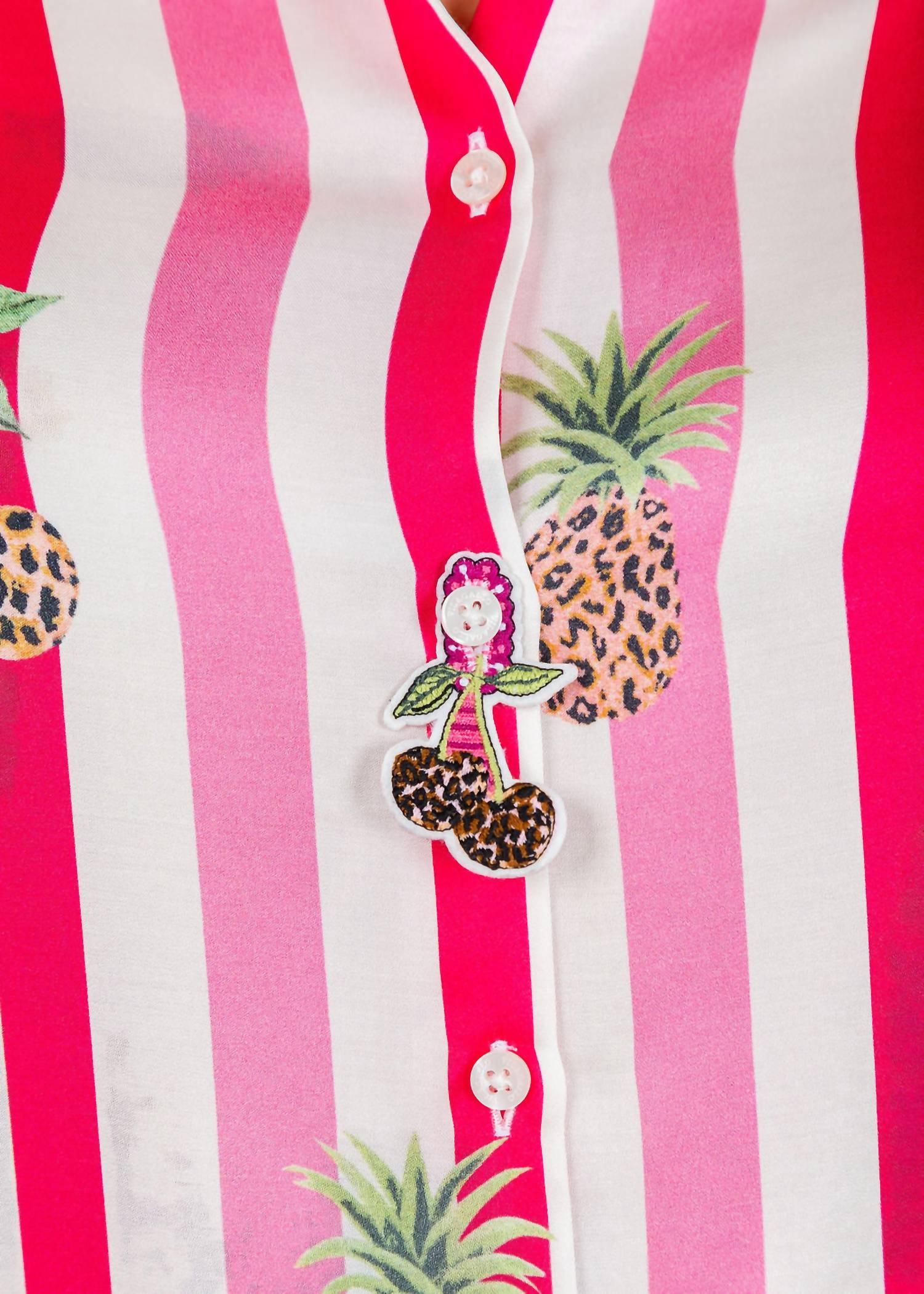 Vilagallo - Isa Striped & Leopard Print Button Down Shirt