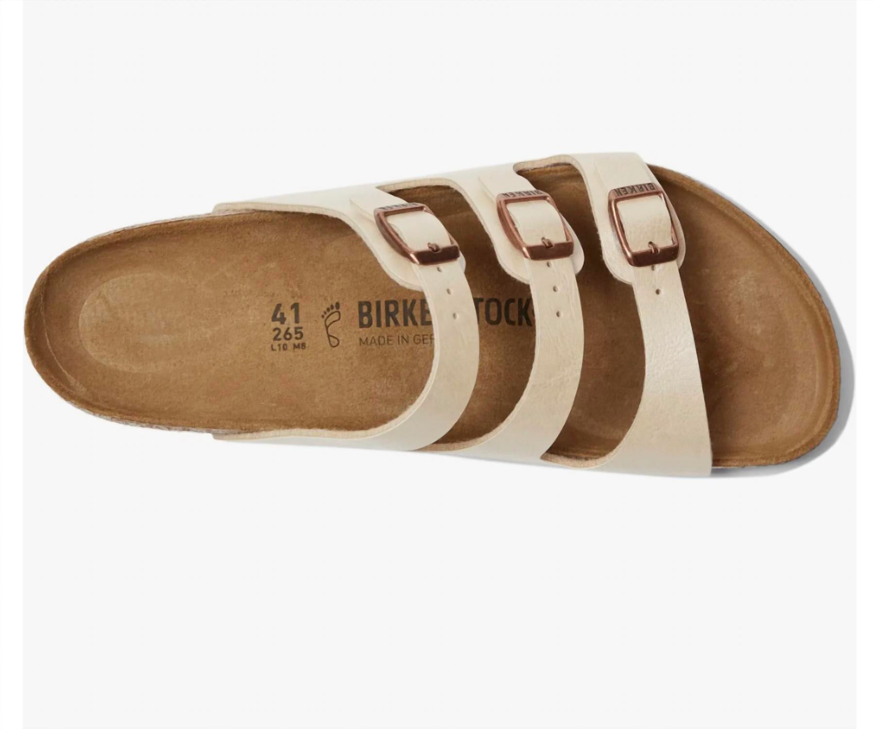 BIRKENSTOCK Women's Florida sandal - narrow in graceful pearl white - women's sandal - detail view