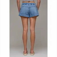 Hidden - Drawsting Super Soft A Line Denim Shorts