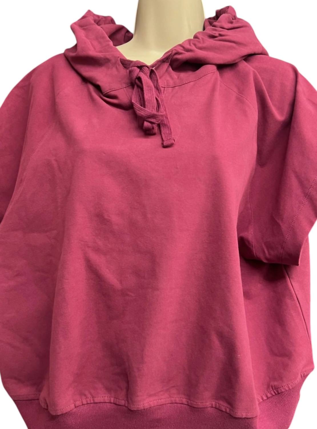 RAE MODE Women's Cloud Nine Cropped Hoodie in burgandy - women's top - detail view