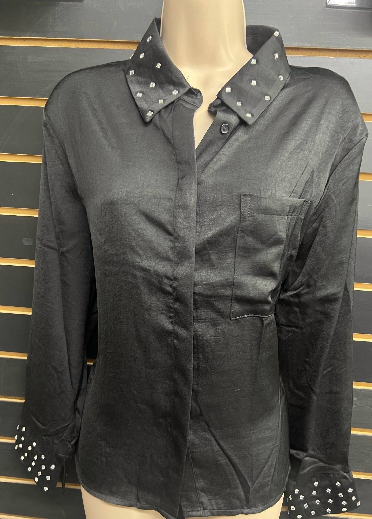 ee:some Women's Studded Blouse in black - women's blouse