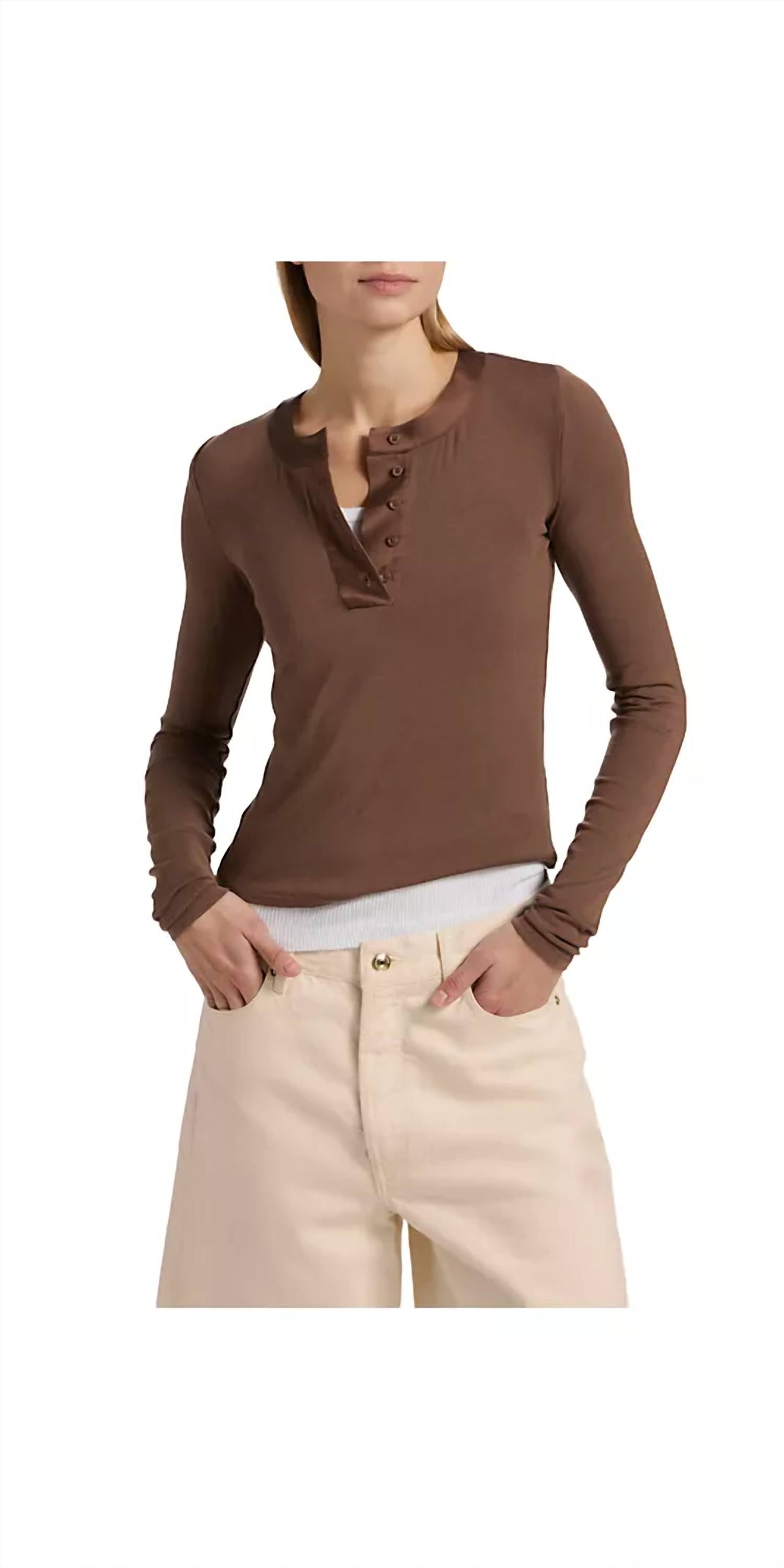 Frame - The Satin Trim Henley Top