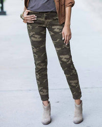 Grace And Lace - Camo Mid Rise Zip Up Jeggings