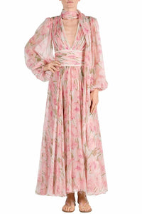 Luisa Beccaria - Big Poppies Chiffon Dress