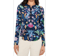 Johnny Was LONG SLEEVE FITTED HENLEY TEE in elizabeth - women's long sleeve top