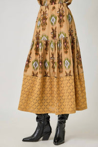 mystree Mixed Media Tiered Skirt in latte - women's skirt - view 5