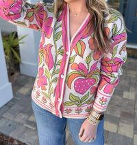 Fate Strawberry Fields Cardigan in pink 1 - women's cardigan - alternate view