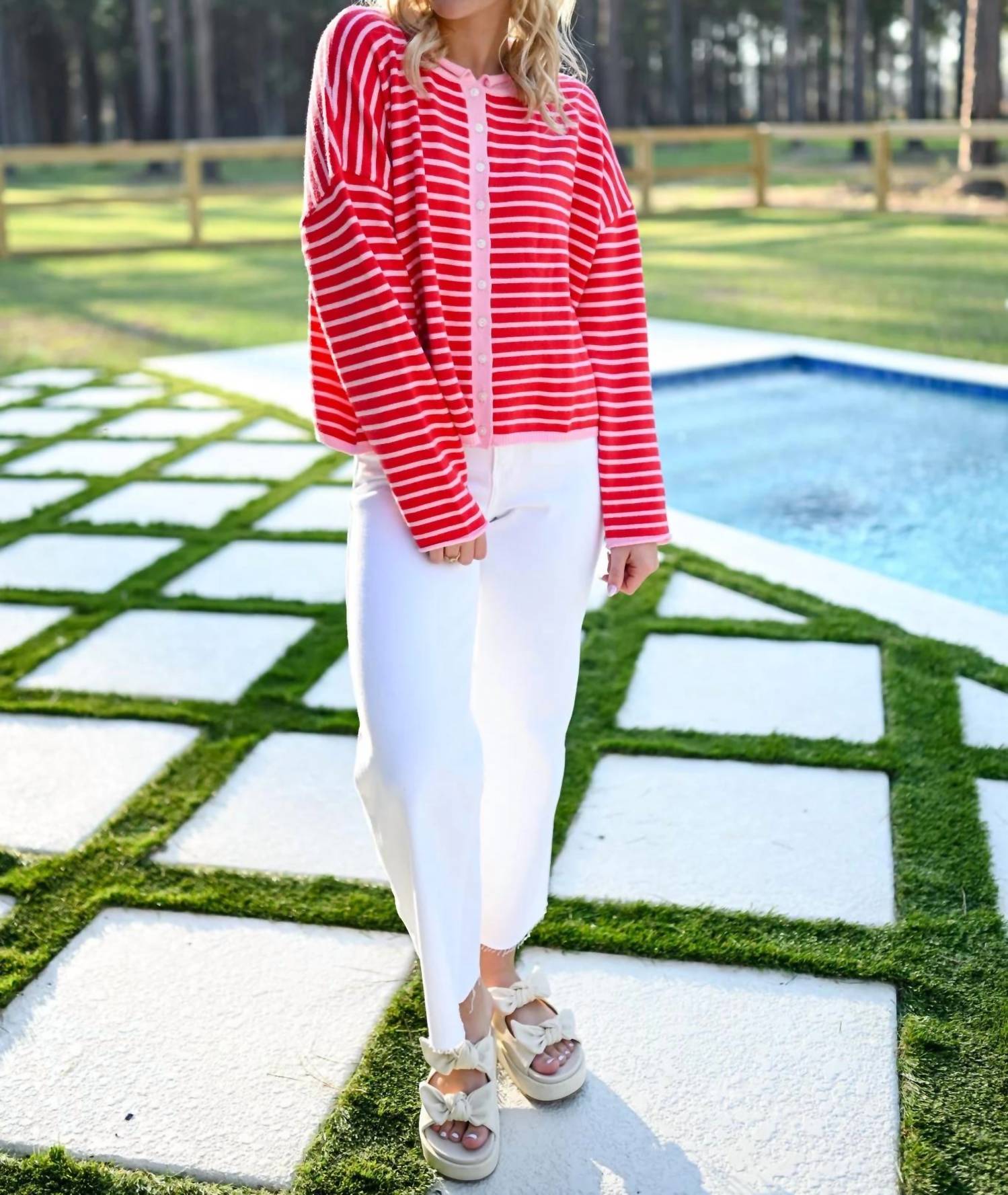 Day + Moon - Stripes Cardigan Top