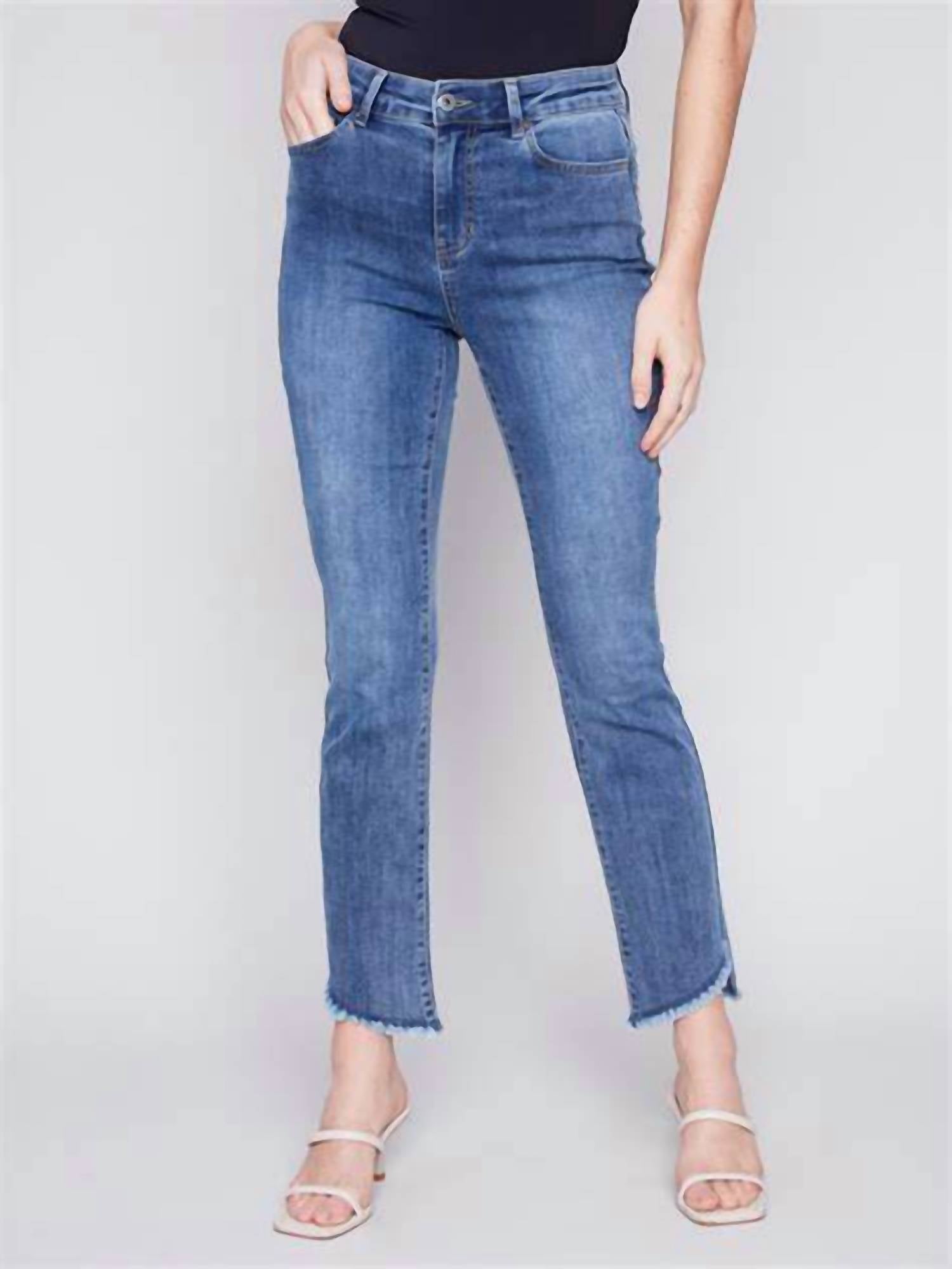 Charlie B - Assymetrical Bootcut Jean w Fringe