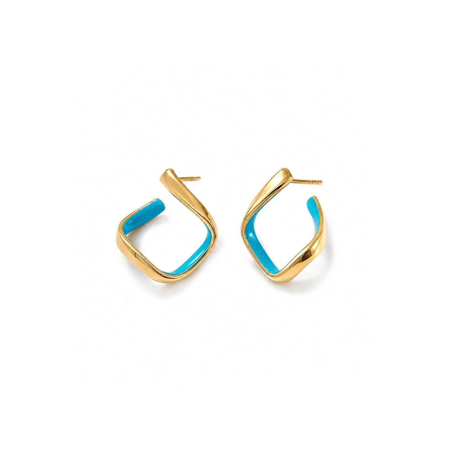Gold & Honey - Women's Square Enamel Huggie Hoop Earrings