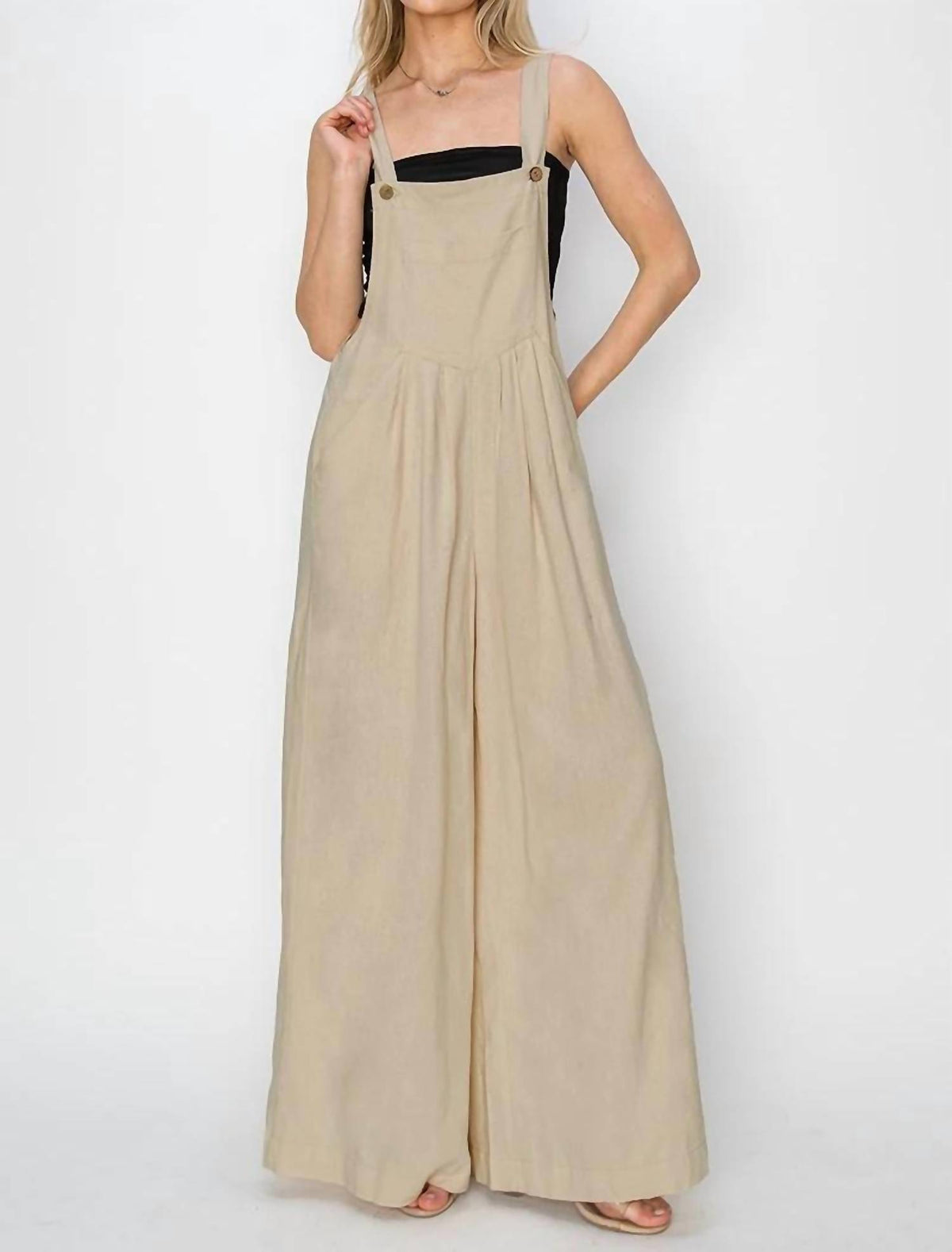 Risen - Linen Wide Leg Overalls