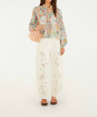 Farm Rio - RENDEIRA MULTICOLOR CUTWORK LONG SLEEVE BLOUSE