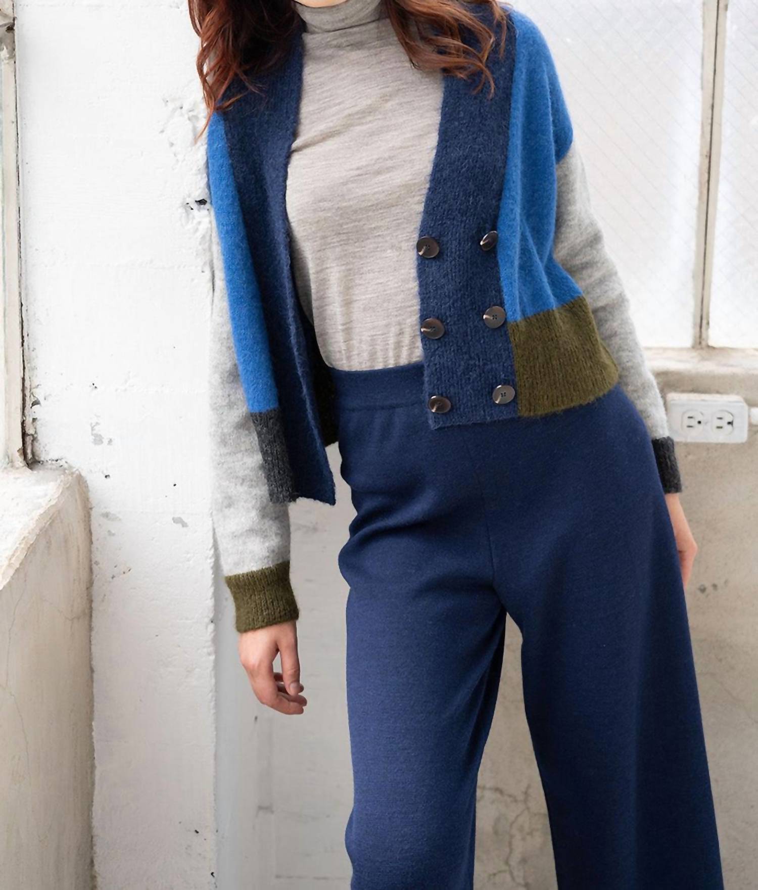 SSKEIN Wide Leg Trousers in navy - women's pants - view 4