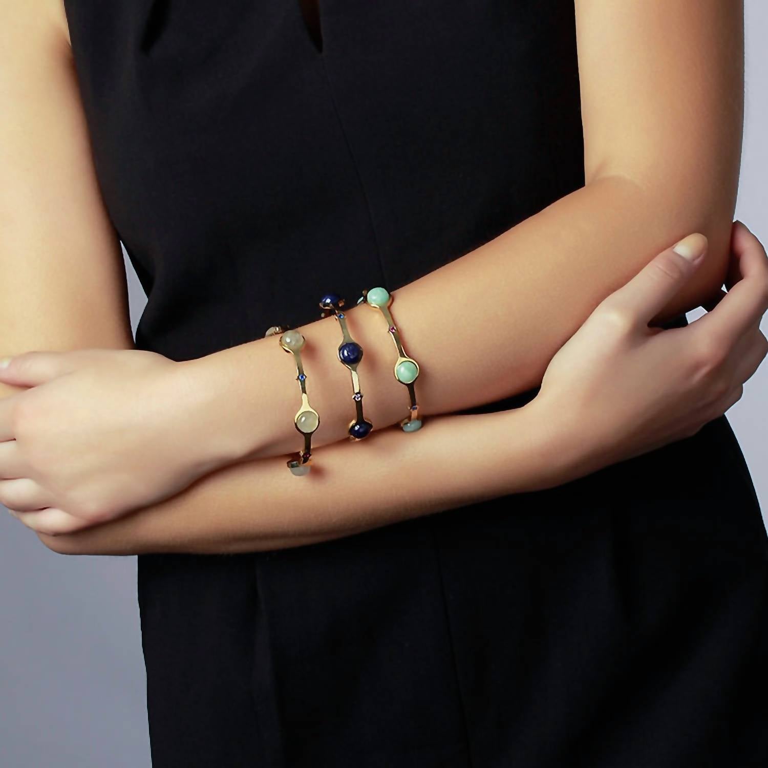 Avenue Chic - Women's Temple Muse Gemstone Stackable Bangle