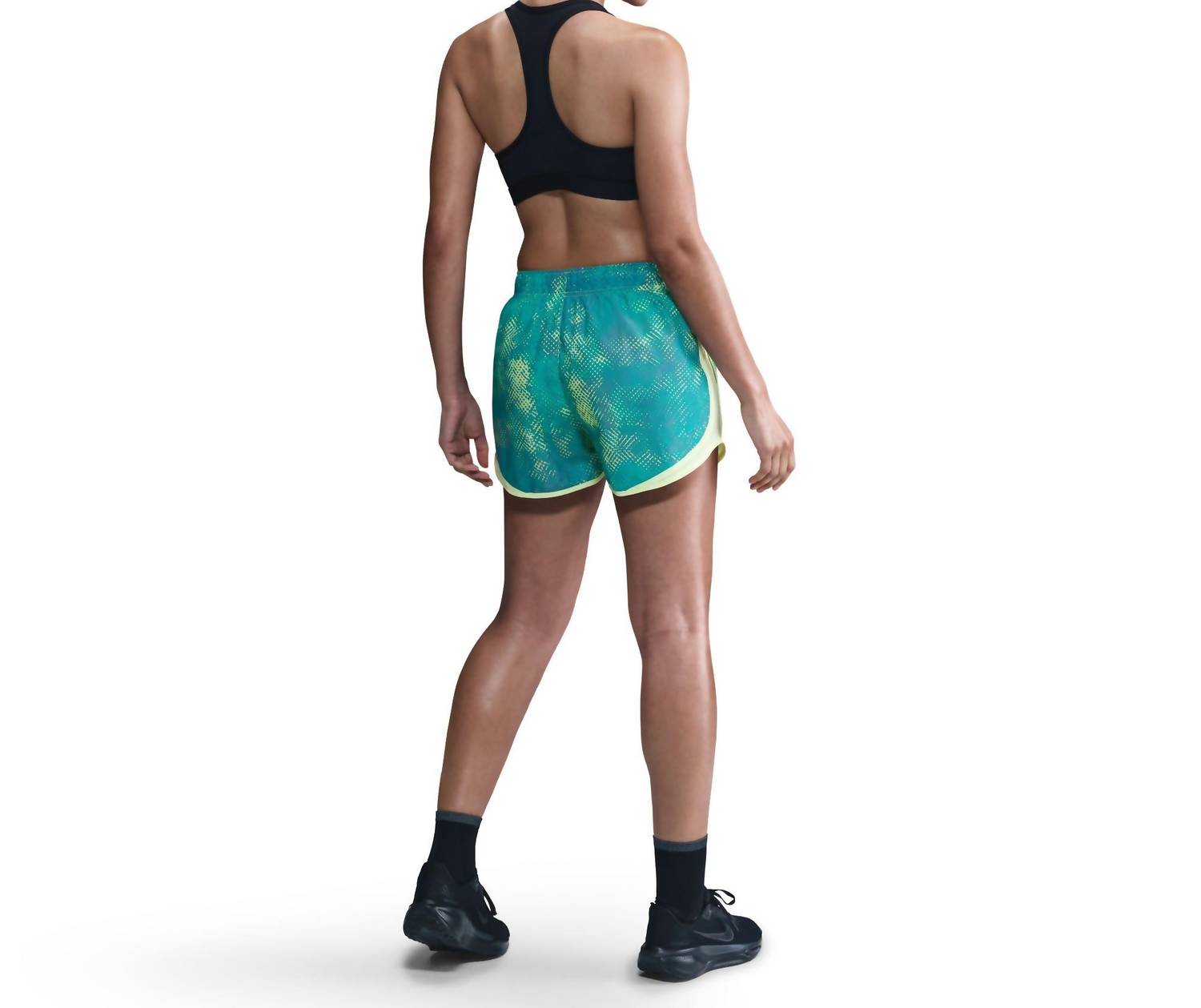 NIKE Women's Tempo Lined Dri Fit 3in Shorts in turquoise - women's shorts - detail view