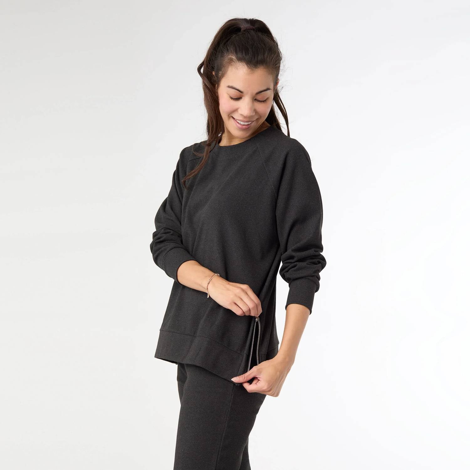 Coco + Carmen - Weekend Brushed Side Zip Raglan Sleeve