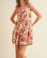 TCEC Drea Floral Mini Dress in cream 1 - women's dress - detail view