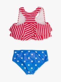 Rufflebutts - Girl's Shimmer Stars & Stripes Flounce Bikini 2-piece Swimsuit