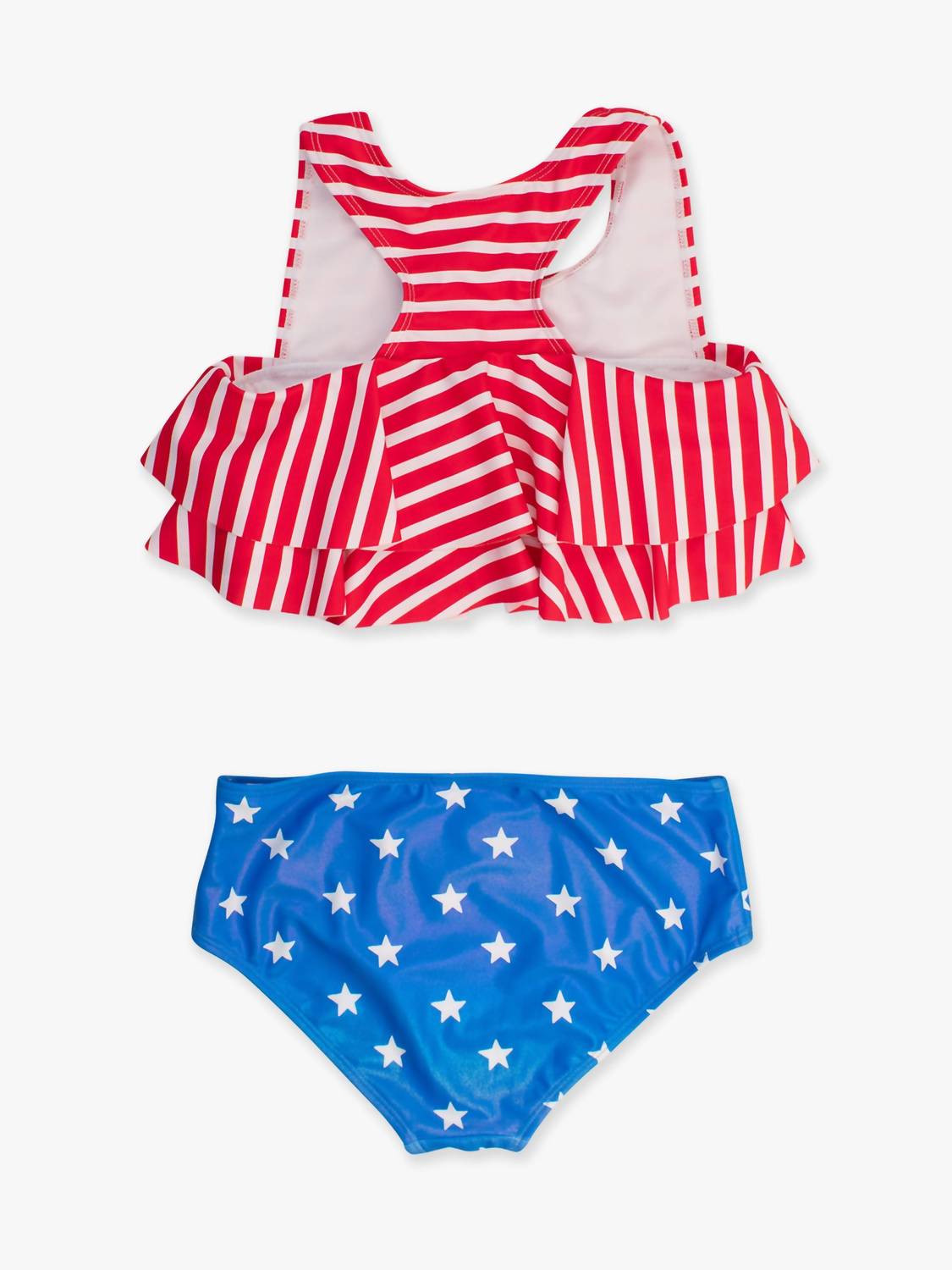 Rufflebutts - Girl's Shimmer Stars & Stripes Flounce Bikini 2-piece Swimsuit