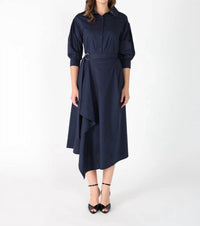 Gracia - Bottom Wrap Shirt Collared Dress