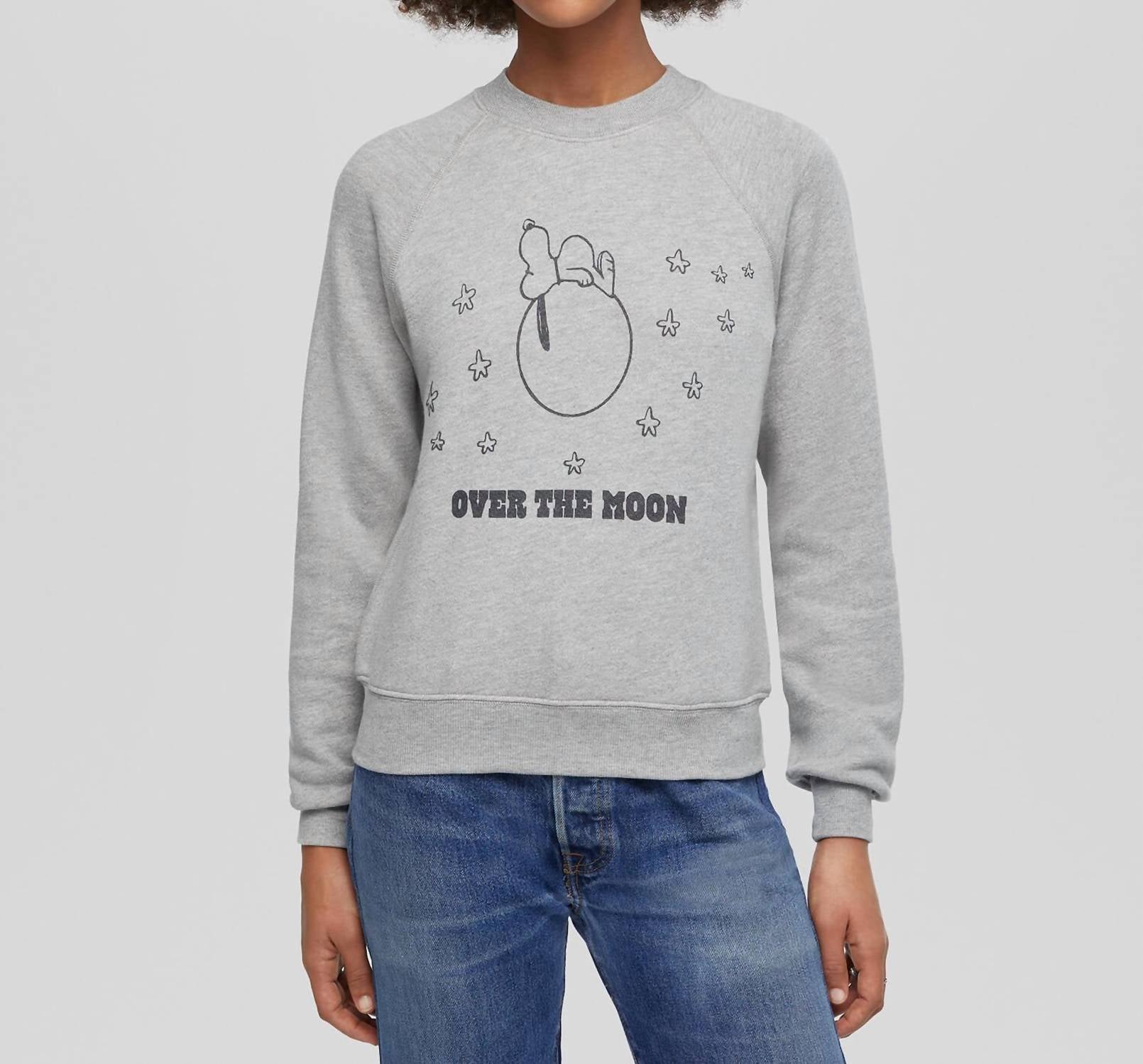 Re/Done - Snoopy Over The Moon Classic Crewneck Sweatshirt