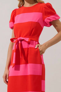 SUGARLIPS Lolli Pop Stripe Midi Dress in fuchsia red - women's dress - view 4