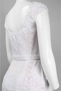 Theia - Cap Sleeve Bateau Jacquard Bridal Dress