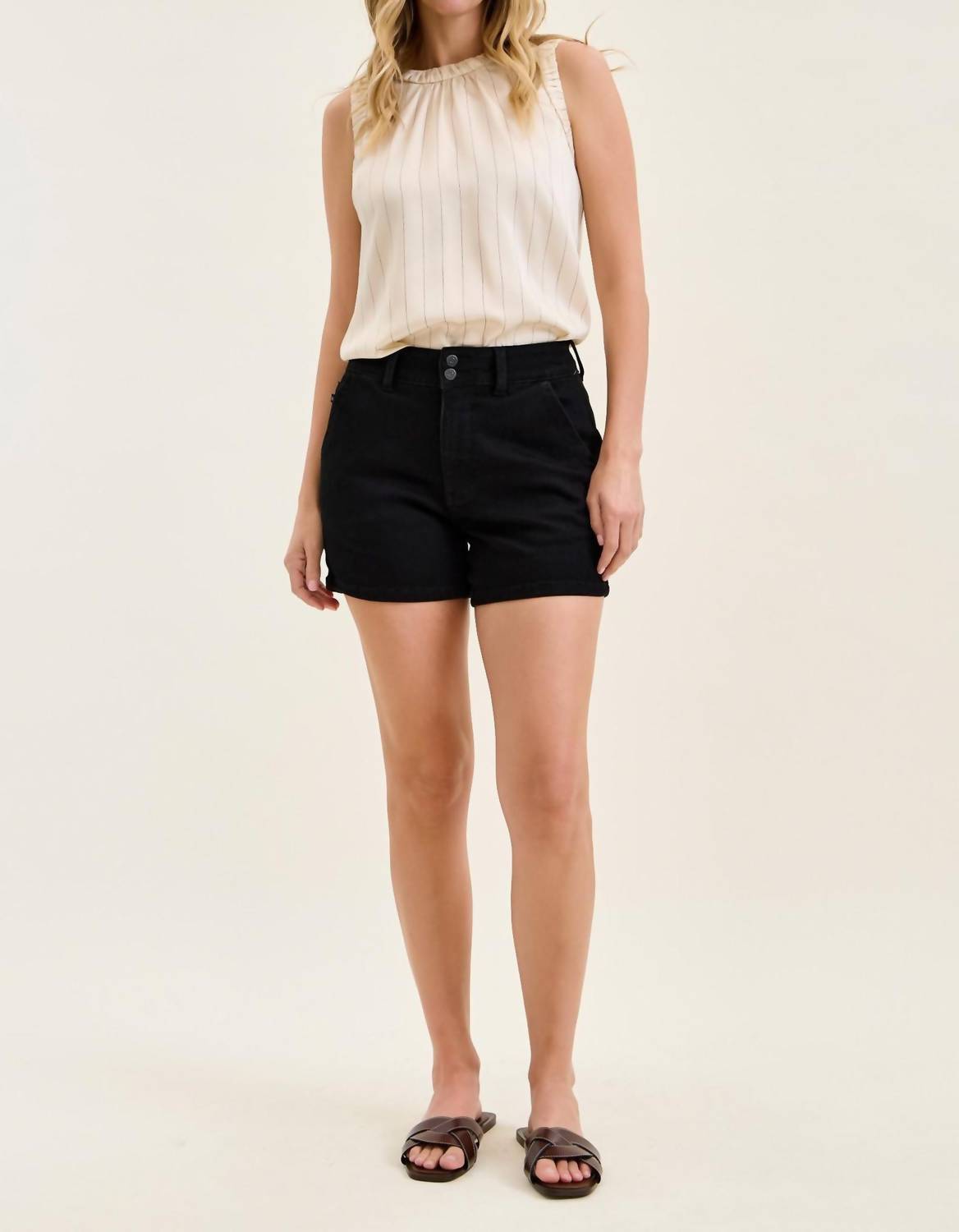 Judy Blue High Waist Trouser Denim Short in black - women's shorts