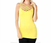 ZENANA Criss Cross Seamless Camisole in yellow - women's shirt