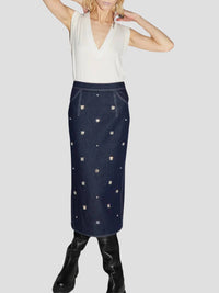 Huishan Zhang - Sonia Crystal-Embellished Denim Skirt