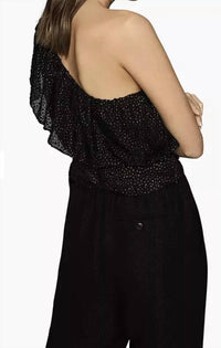 Reiss - Nora Metallic Spot Asymmetric Neck Tie Detail Top
