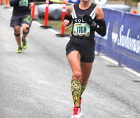 Zensah Print Compression Leg Sleeves in sunflowers black - women's accessory - alternate view