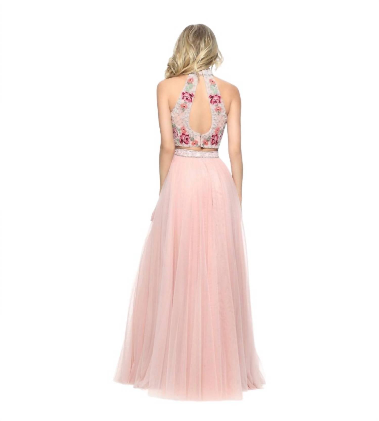 Sherri Hill - High Neck Halter Embroidered Gown