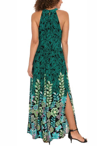 London Times - Multi Print High Neck Maxi Dress