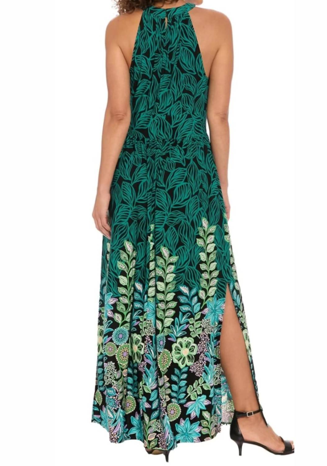 London Times - Multi Print High Neck Maxi Dress