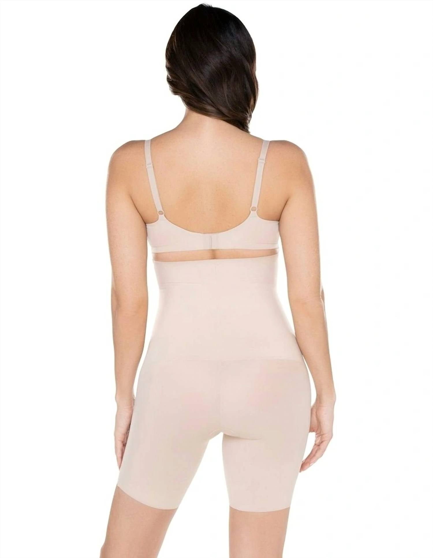 Miraclesuit Comfy Curves Hi-waist Thigh Slimmer Shapewear in beige - women's intimate - detail view