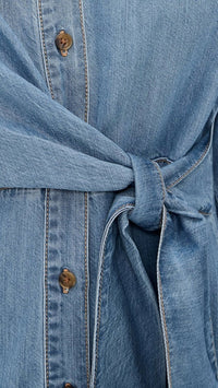 Good American - Denim Wrap Shirt Dress