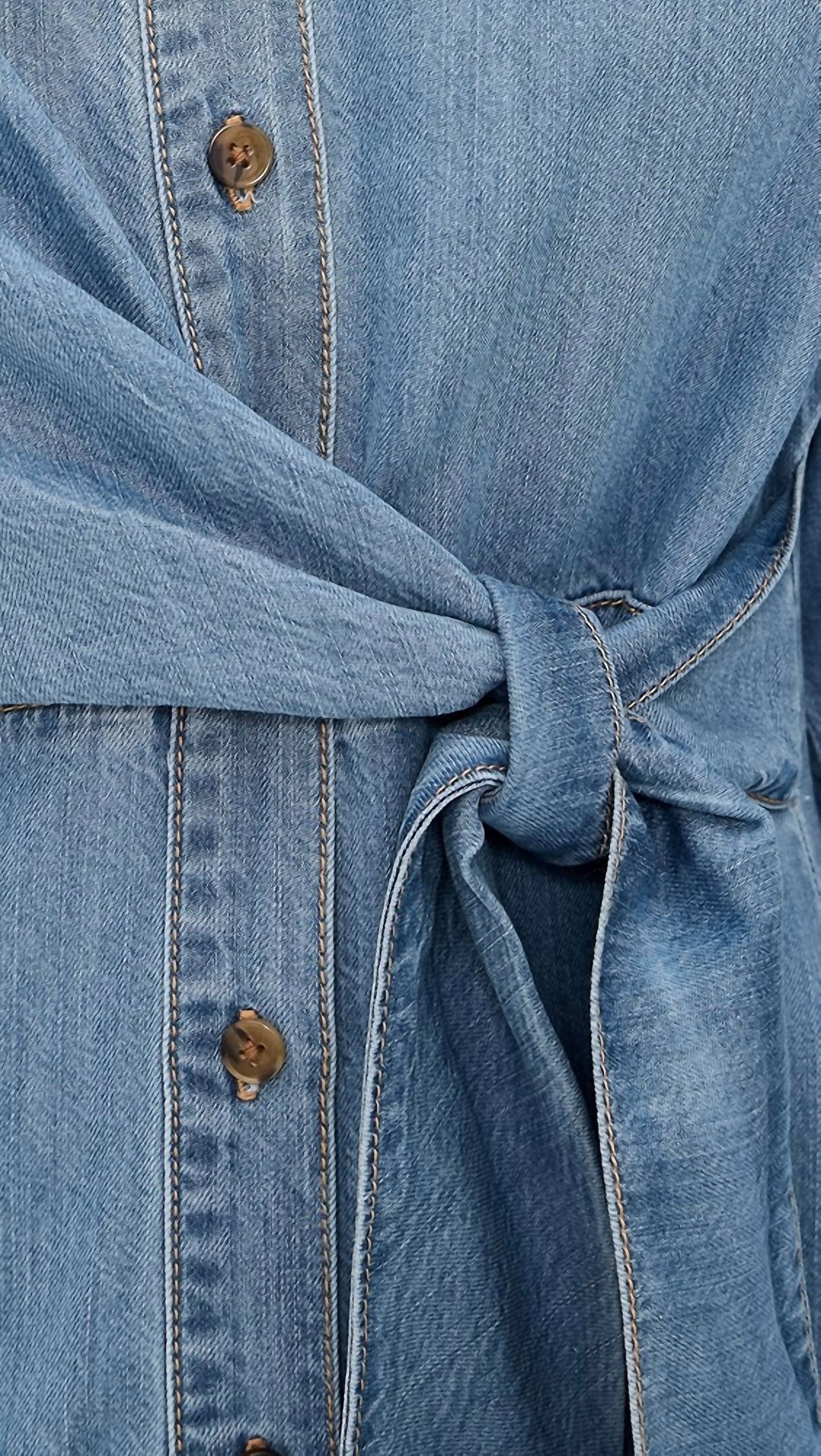 Good American - Denim Wrap Shirt Dress