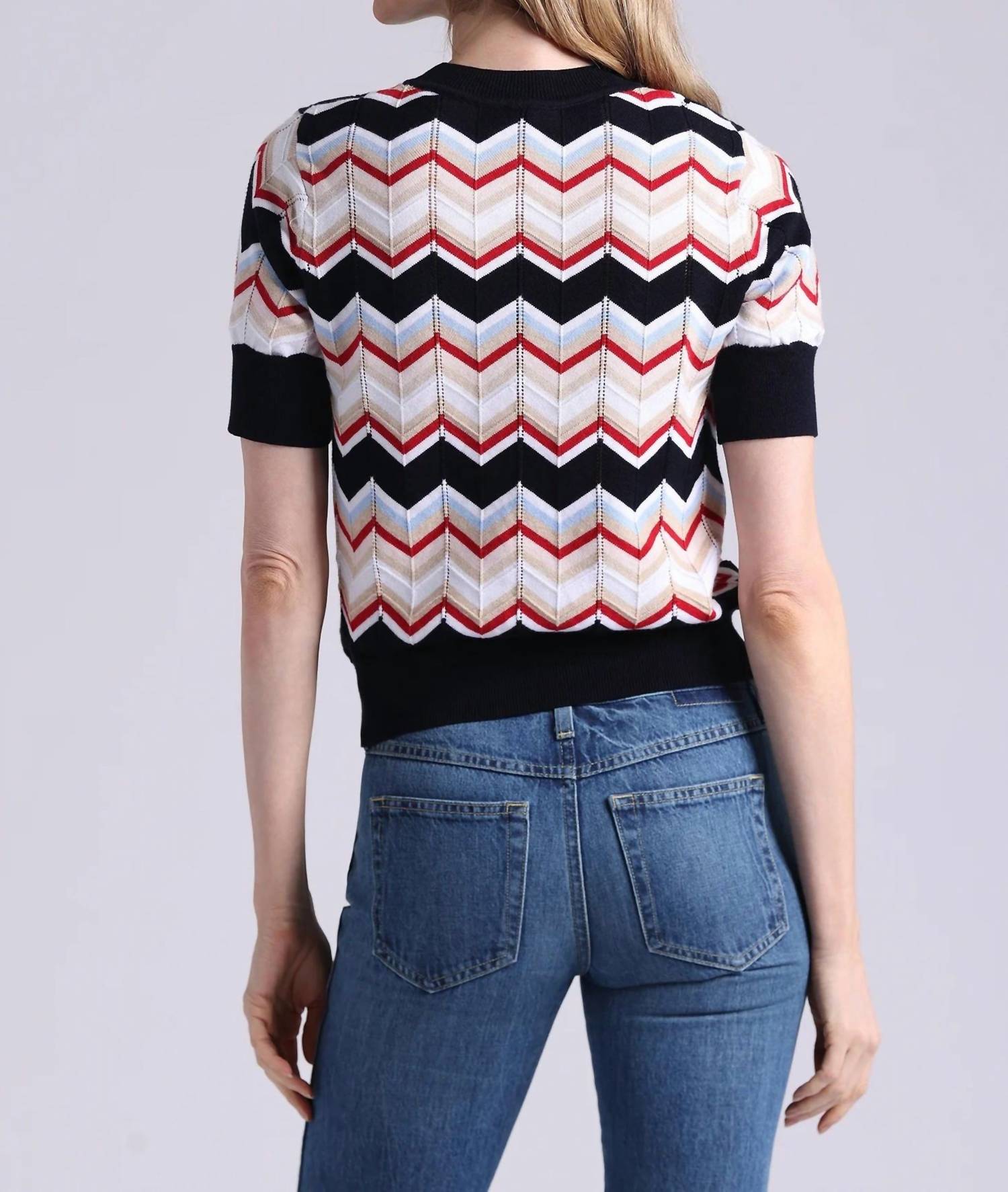 Minnie Rose - Chevron Short Sleeve Crew Tee