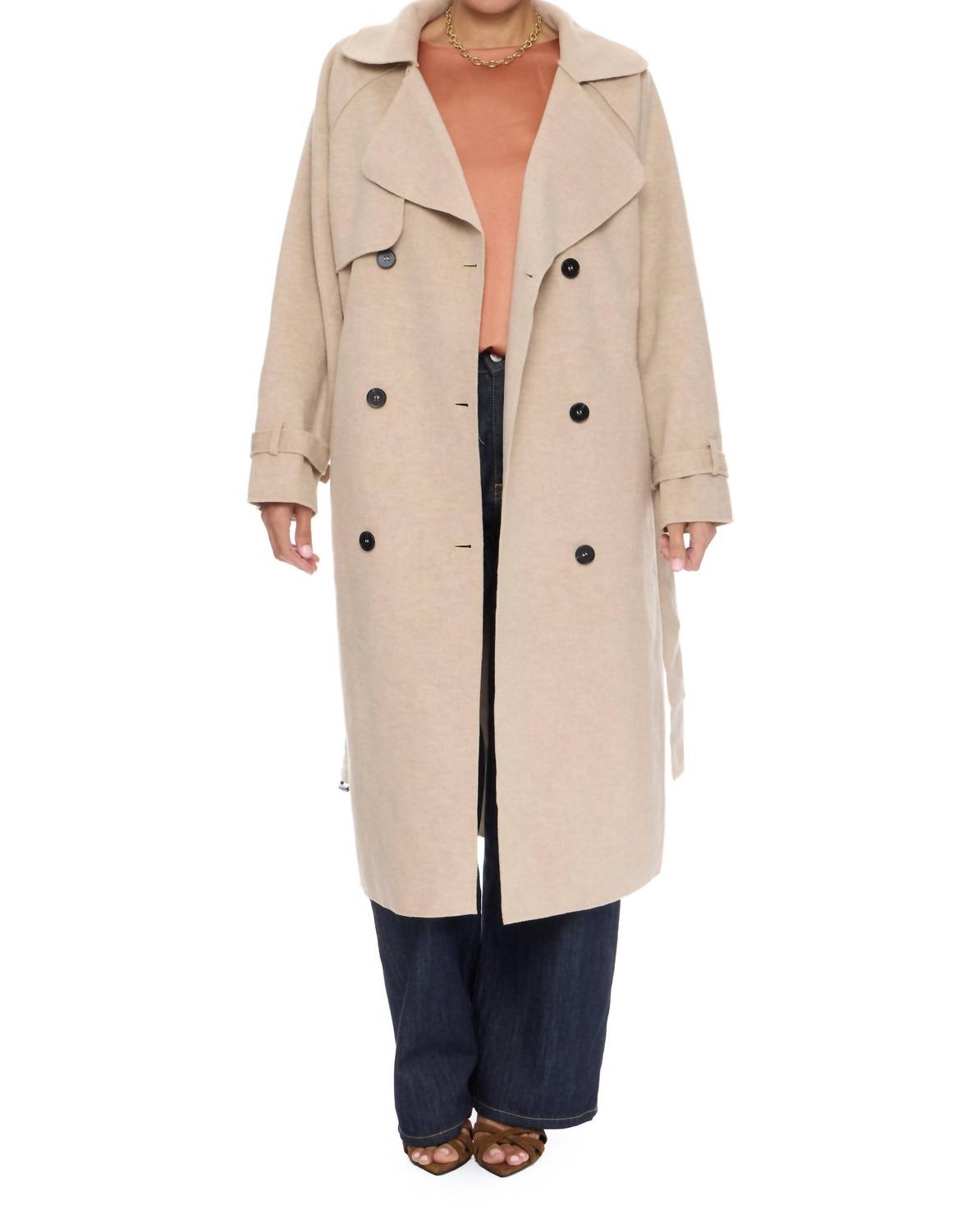 LUCY PARIS Klaus Trench Coat in beige - women's jacket