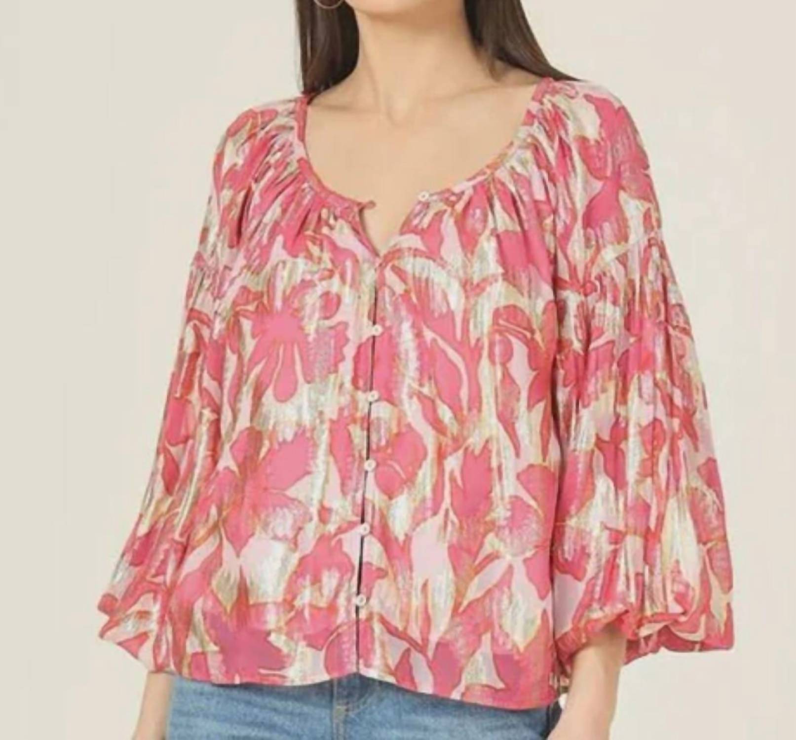 Omika - Flora Peasant Sleeve Blouse