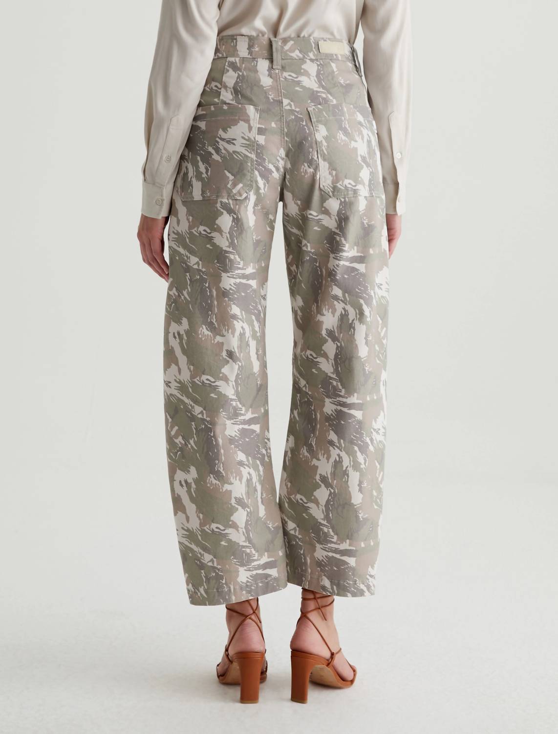 AG Jeans Fiona High Rise Barrel Trousers in urban camo grey multi - women's pants - alternate view