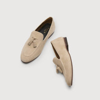Walk London Women's Trent Tassel Suede Loafer in stone - women's flats - view 5