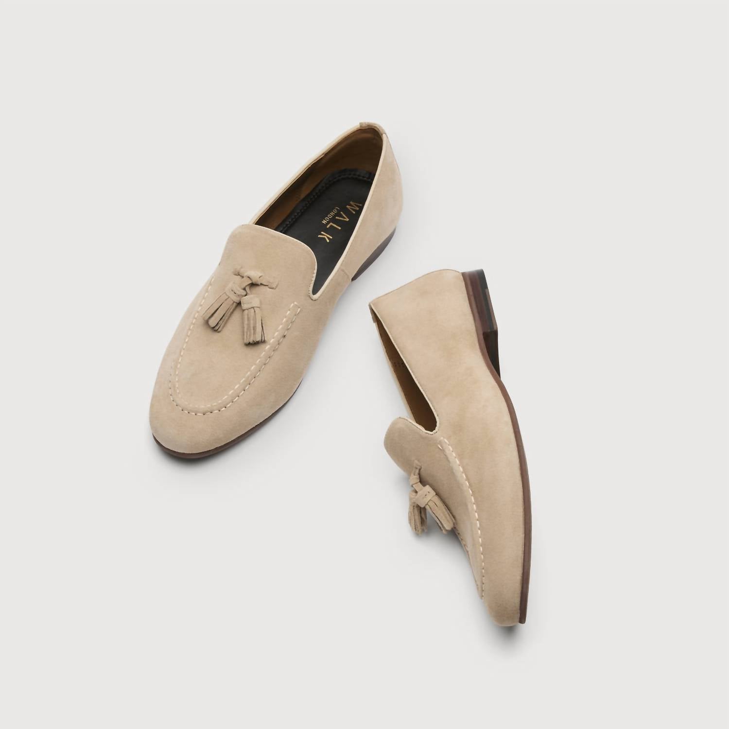 Walk London Women's Trent Tassel Suede Loafer in stone - women's flats - view 5