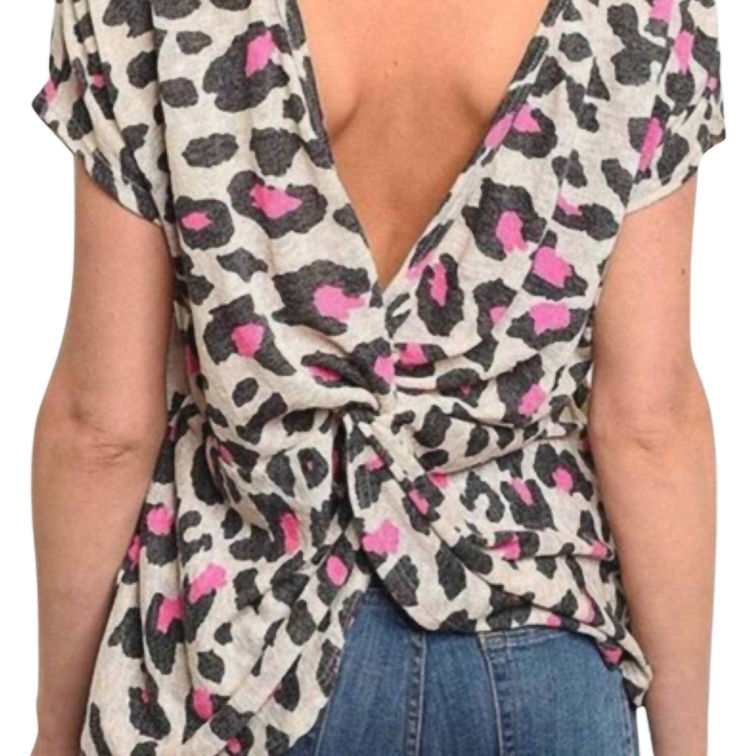 Sweet Claire - Leopard Twist Back Blouse